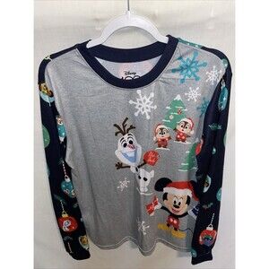 Disney Women’s Pajama Shirt Size Medium Gray Character Motif Comfort Sleepwear